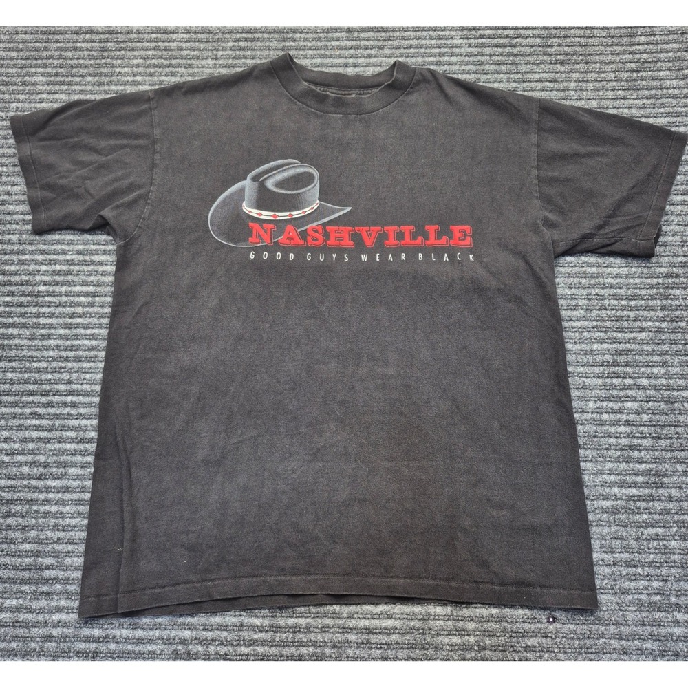 Vintage Red Tail Nashville Good Guys Wear Black Graphic T-Shirt Mens Large